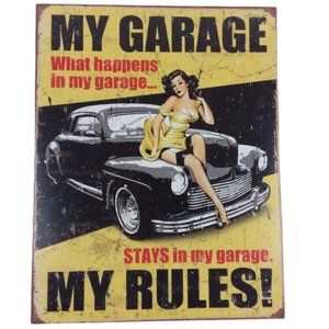 My Garage My Rules Metal Tin Sign Auto Shop Repair Mechanic Bar Pub Office Decor